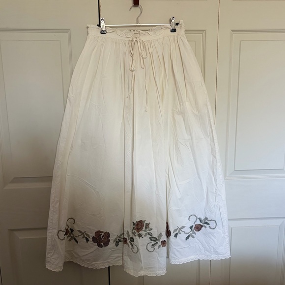 Neuflora Dresses & Skirts - Women's Cream Maxi Skirt with Floral Embroidery